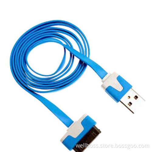 Colored Flat Noodle-style USB Sync Cable for iPhone 4